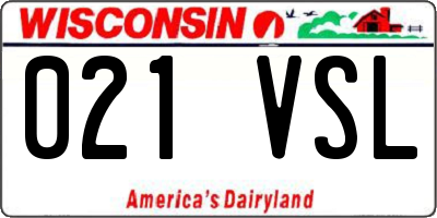 WI license plate 021VSL