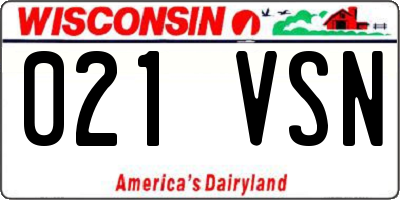 WI license plate 021VSN