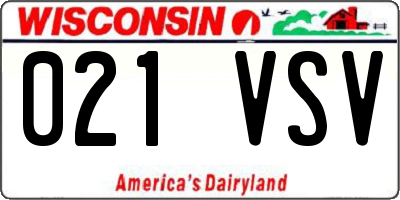 WI license plate 021VSV