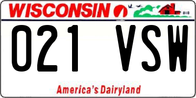WI license plate 021VSW