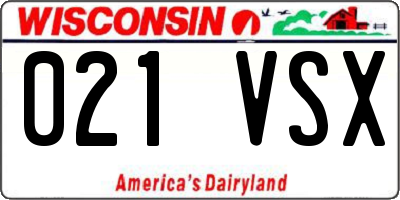 WI license plate 021VSX
