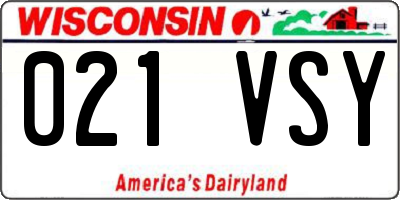 WI license plate 021VSY