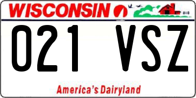 WI license plate 021VSZ