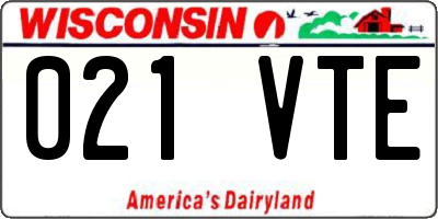 WI license plate 021VTE