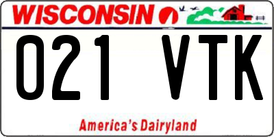 WI license plate 021VTK