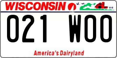 WI license plate 021WOO