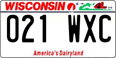 WI license plate 021WXC