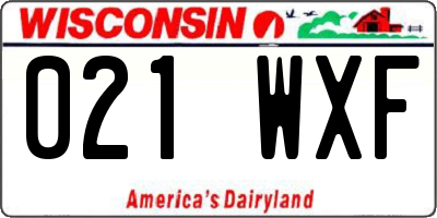 WI license plate 021WXF