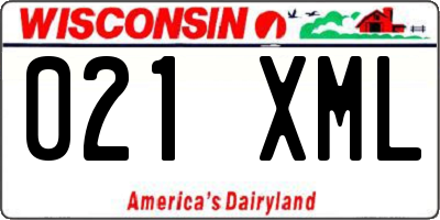 WI license plate 021XML