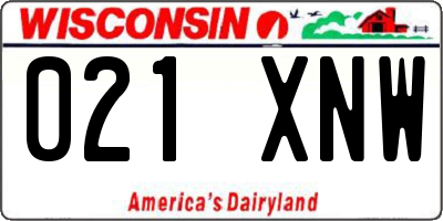 WI license plate 021XNW