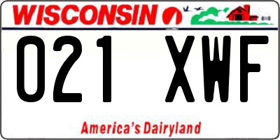 WI license plate 021XWF