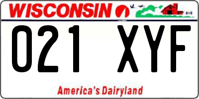 WI license plate 021XYF