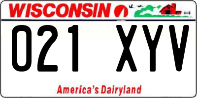 WI license plate 021XYV