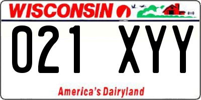 WI license plate 021XYY