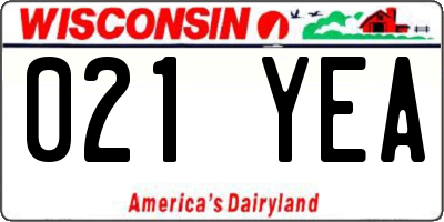 WI license plate 021YEA