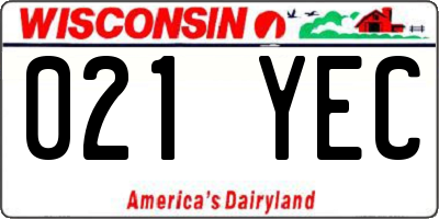 WI license plate 021YEC