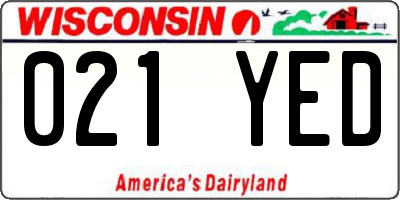 WI license plate 021YED
