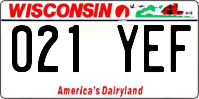 WI license plate 021YEF
