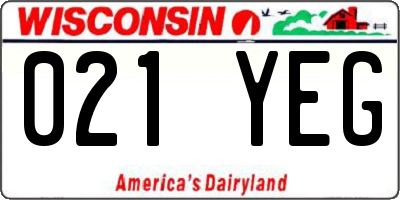 WI license plate 021YEG