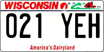 WI license plate 021YEH