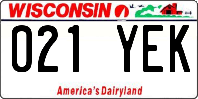 WI license plate 021YEK