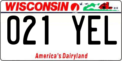 WI license plate 021YEL