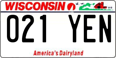 WI license plate 021YEN