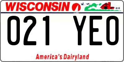 WI license plate 021YEO