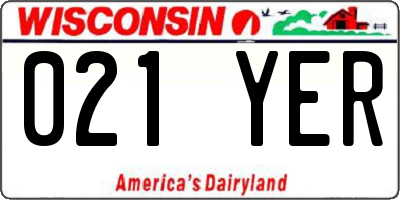 WI license plate 021YER