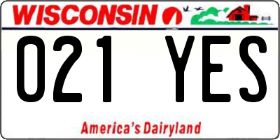 WI license plate 021YES