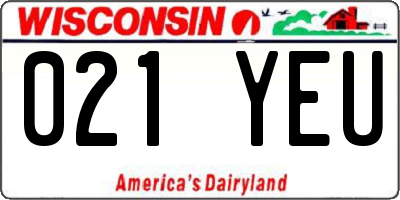 WI license plate 021YEU