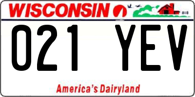 WI license plate 021YEV