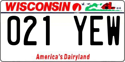 WI license plate 021YEW