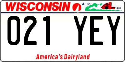 WI license plate 021YEY