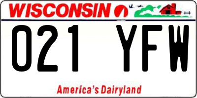 WI license plate 021YFW