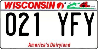 WI license plate 021YFY