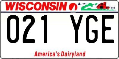 WI license plate 021YGE