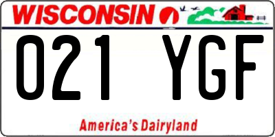 WI license plate 021YGF