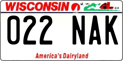 WI license plate 022NAK