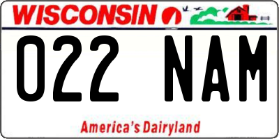 WI license plate 022NAM