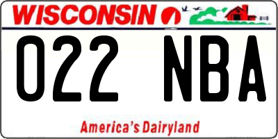 WI license plate 022NBA