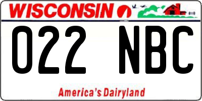 WI license plate 022NBC