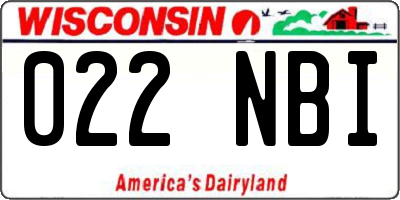 WI license plate 022NBI