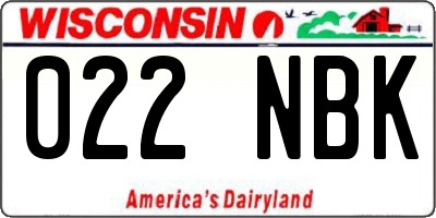 WI license plate 022NBK