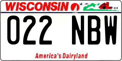 WI license plate 022NBW
