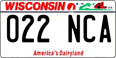 WI license plate 022NCA