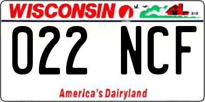 WI license plate 022NCF