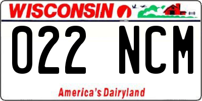 WI license plate 022NCM