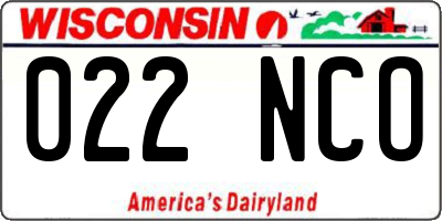 WI license plate 022NCO