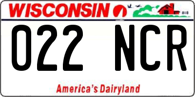 WI license plate 022NCR